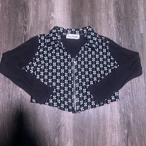Vintage Suzy Phillips crop zip up long sleeve blouse Please read descrip